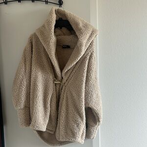 Faux Sherpa Cocoon Coat - Taupe